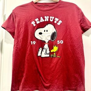 Peanuts Red Snoopy & Woodstock Crewneck Graphic Tee